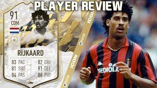 ABSOLUTE MACHINE!  91 ICON MOMENTS RIJKAARD PLAYER REVIEW! FIFA 22 ULTIMATE TEAM