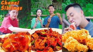 Spicy Fried Chickens Eating Challenge | Village Funny Mukbang 2022 | Chinese Food Yummy  Recipes