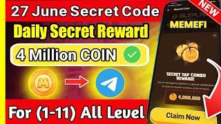 ( Level 1-11 ) Memefi Secret Tap Combo Reward | Memefi 4,000,000 Coins Code | #memefi Secret Code