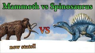 NEW Mammoth stats: Mammoth vs Spinosaurus, Paracer, Rex, Bronto || ARK: Survival Evolved