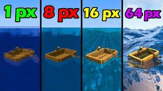 1px vs 8px vs 16px vs 64px vs 256px vs 512px ocean texture