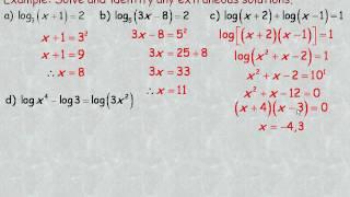 Techniques for Solving Logarithmic Equations