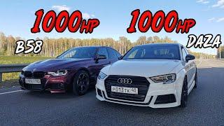 Самая БЫСТРАЯ МАШИНА на КАНАЛЕ. AUDI A3 SWAP 2.5T 1000л.с. vs BMW M340i F30 STAGE 4 1000л.с. ГОНКА