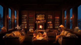 Cozy Library Room with Relaxing Piano Jazz Music for Study and Work