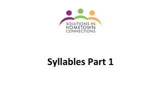 Syllables Part 1