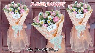 Cara Membuat Buket Bunga Artificial | DIY Aurora Round Bouquet Kekinian 2024