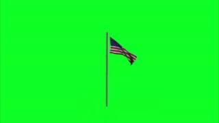 Green Screen US Flag Going Up