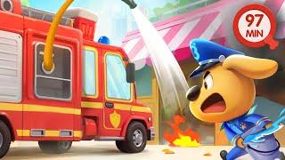 Fire in the Cake Shop | Safety Cartoons for Kids | Fire Truck | Sheriff Labrador