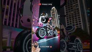 HL116 CyberCow Biker Takes the City!  Neon Hooves, Ready to Zoom! 