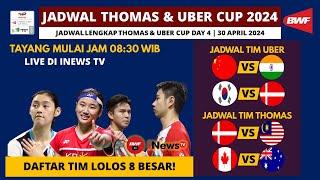 Jadwal Thomas & Uber Cup 2024 Day 4 Hari ini: Denmark VS Malaysia |  Klasemen Thomas & Uber Cup
