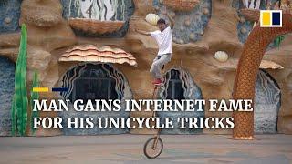 Chinese man gains internet fame for his unicycle tricks