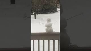 Funny snowman waves goodbye to 2020