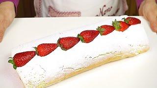 Cream and Strawberry Roll Cake Easy Recipe by Benedetta