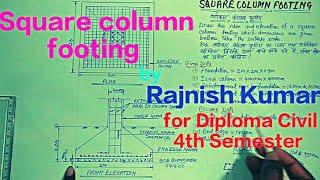 Square column footing (Rcc drawing)