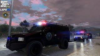 GTA V - LSPDFR 0.4.9 - FIB SWAT - High Risk Prison Convoy Escort - 4K