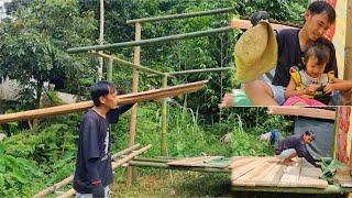 Single father, completed the floor for the house with his daughter, continuing to work on the roof