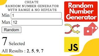 Random Number Generator Using JavaScript With Range & No Repeats | Random Number Generator Program