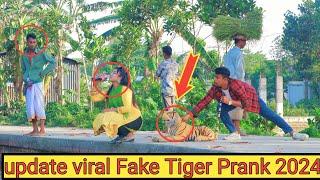 viral Fake Tiger Prank With Grandpa  Fake Tiger vs Public Reaction Prank Video By  Razu prank tv
