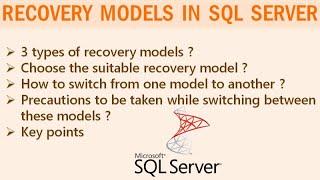 Recovery models in SQL Server || Full, Simple & Bulk-Logged recovery models || Ms SQL