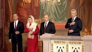 Russian President Vladimir Putin attends Easter service