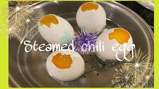 Steamed egg with chili#asmrfood#eggy