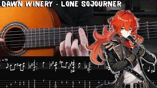 Dawn Winery Night Theme (Lone Sojourner)  - Fingerstyle Guitar Tutorial - Genshin Impact + TAB