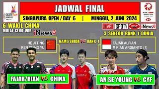 Jadwal Final Singapura Open 2024 Hari Ini ~ FAJRI vs CHINA ~ NAMI/SHIDA vs UNGGULAN 1