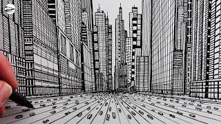 How to Draw a City in One-Point Perspective: Fast