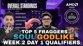 Upthrust Esports Points Table | Week 2 Day 1 Qualifiers | Top 5 Fraggers | India Series | BGMI ZONE