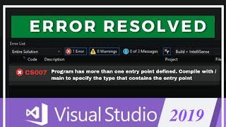 program has more than one entry point defined error in Visual studio 2019 solved  | .Net IDE C#