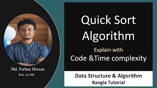 Quick Sort Algorithm | Code & Time Complexity | Data Structure & Algorithm | Bangla Tutorial
