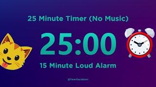 25 minute Timer Countdown (No Music) with Loud Alarm