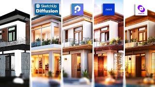 AI render comparisons : PromeAi vs MnmlAI  vs lookxAI vs diffusionAi | Ai for Architecture