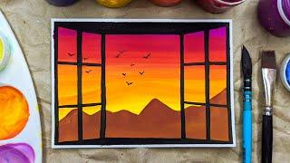 Как нарисовать закат гуашью. Красивый закат из окна