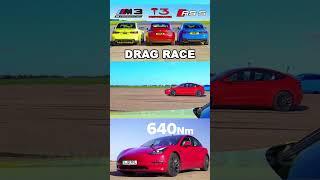 BMW M3 VS Tesla Model 3 Performance VS Audi RS5 #shorts #youtubeshorts