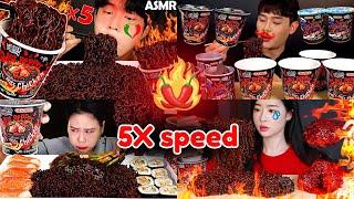 5x speed MUKBANGER EATING GHOST PEPPER NOODLES  || Best Compilation Video By THE BANG TEA