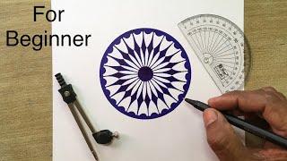 Simple and Easy Drawing of Ashoka Chakra For Beginners !! Ashok chakra