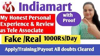 Indiamart Job Experience as a freelancer |Reality of 1000Rs day payout|Indiamart Teleassociate work