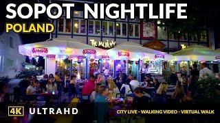 4K Sopot nightlife Poland ️  Walking Tour - City Center