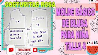 MOLDE BÁSICO DE BLUSA PARA NIÑA TALLA 4