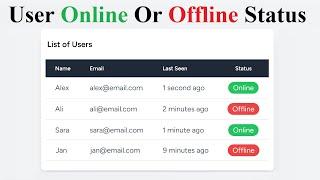 User Online Or Offline Status In Laravel 10