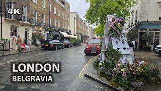  Belgravia in Bloom: Rainy Day Walk in Exclusive London Area | 4K HDR