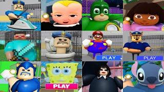 All Games WATER BARRY PRISON RUN Roblox Paw Patrol Pj Masks Boss Baby Dora Minecraft Mr Beast Sonic