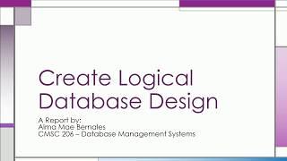 Logical Database Design (Part 1)