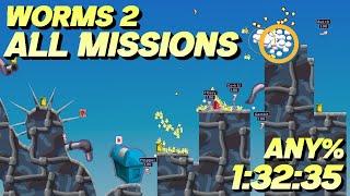 Worms 2 - All Missions Any% Speedrun in 1:32:35 (WR)