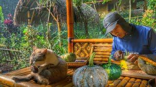 A father productive in the village during Ramadan | Gardening and harvesting pumpkins for iftar