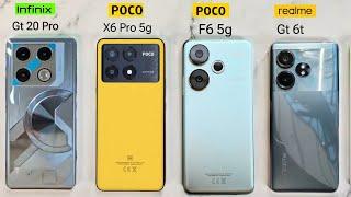 Poco F6 5g Vs Realme GT 6t Vs Poco X6 Pro Vs Infinix Gt 20 Pro Bgmi Test , Battery Test ,Charging