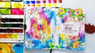 Easy Art Journal Background with Watercolors - Mixed Media Tutorial