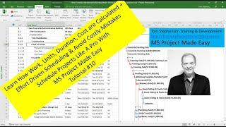 Learn Work, Units, Duration, Cost & Effort Driven Schedule to Succeed, MS Project Tutorial #10