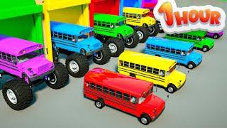Wheels on the Bus - Monster Trucks and Soccer Balls| Finger Family +more Nursery Rhymes & Kids Songs
